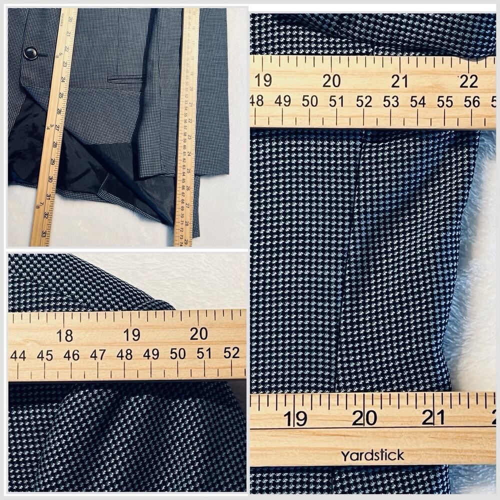 Armani Collezioni 42R Navy Blue & Cream Micro-Houndstooth Designer Blazer Italy - Picture 16 of 16